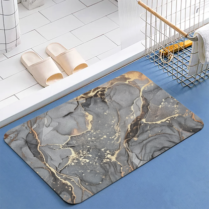 Grey Gold Vein Marble Texture Diatomite Bath Mat