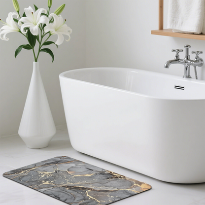 Grey Gold Vein Marble Texture Diatomite Bath Mat