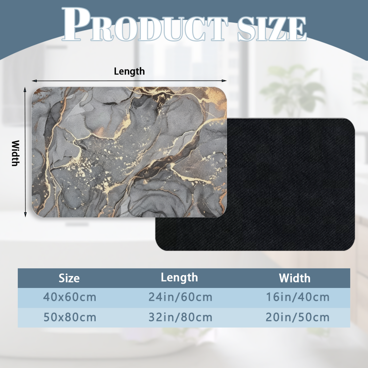 Grey Gold Vein Marble Texture Diatomite Bath Mat