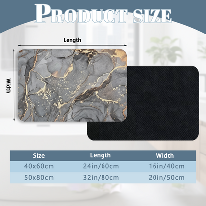 Grey Gold Vein Marble Texture Diatomite Bath Mat