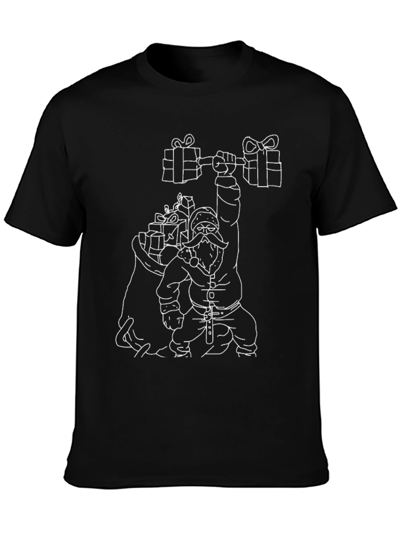 Santa Lifting Weights Graphic T-Shirt - Black