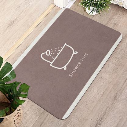 Minimal Shower Time Graphic£üMinimal Shower Time Bathtub Print Diatomite Mat, Simple Modern Absorbent Bathroom Floor Mat