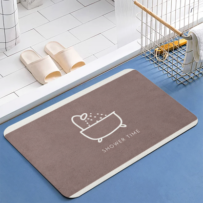 Minimal Shower Time Graphic£üMinimal Shower Time Bathtub Print Diatomite Mat, Simple Modern Absorbent Bathroom Floor Mat