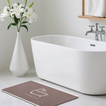 Minimal Shower Time Graphic£üMinimal Shower Time Bathtub Print Diatomite Mat, Simple Modern Absorbent Bathroom Floor Mat
