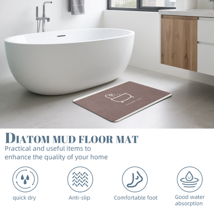 Minimal Shower Time Graphic£üMinimal Shower Time Bathtub Print Diatomite Mat, Simple Modern Absorbent Bathroom Floor Mat
