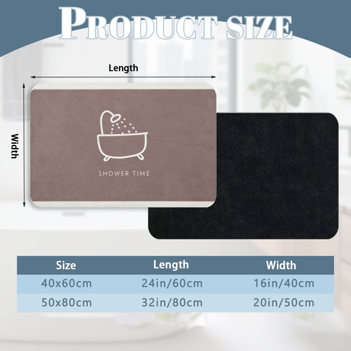 Minimal Shower Time Graphic£üMinimal Shower Time Bathtub Print Diatomite Mat, Simple Modern Absorbent Bathroom Floor Mat