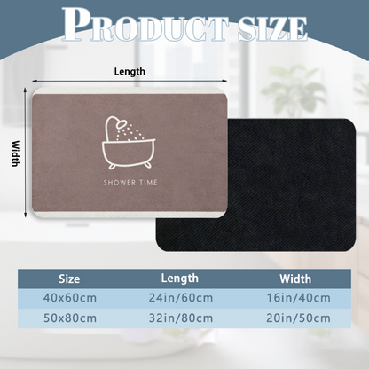 Minimal Shower Time Graphic£üMinimal Shower Time Bathtub Print Diatomite Mat, Simple Modern Absorbent Bathroom Floor Mat