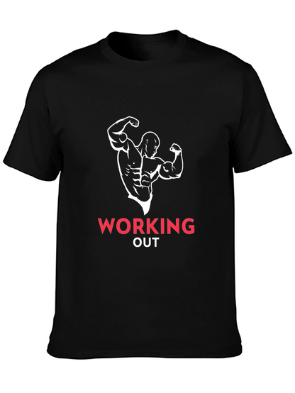Mens Black Working Out Graphic Tee