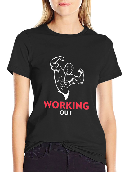 Mens Black Working Out Graphic Tee