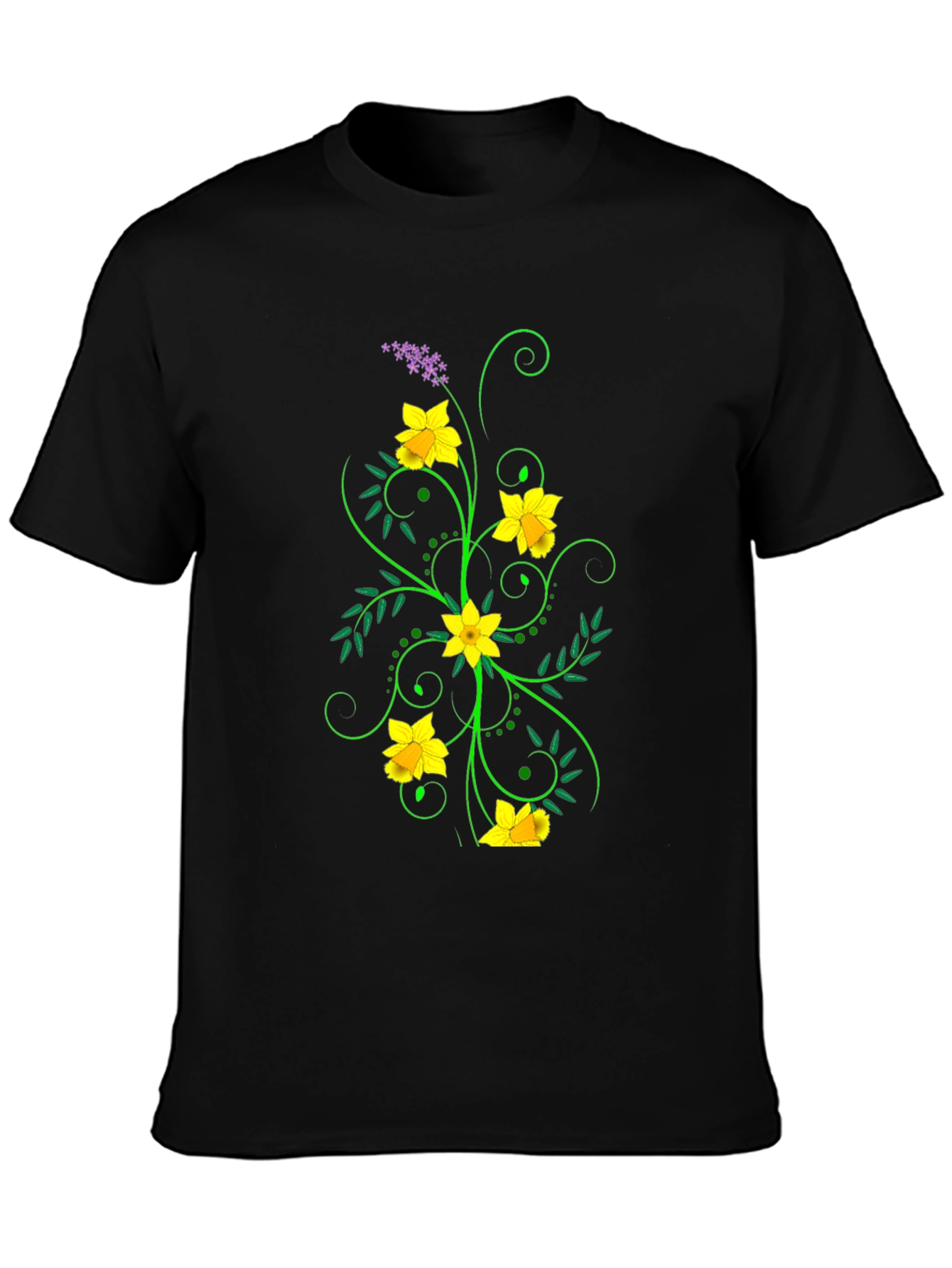 Floral Graphic Black Tee