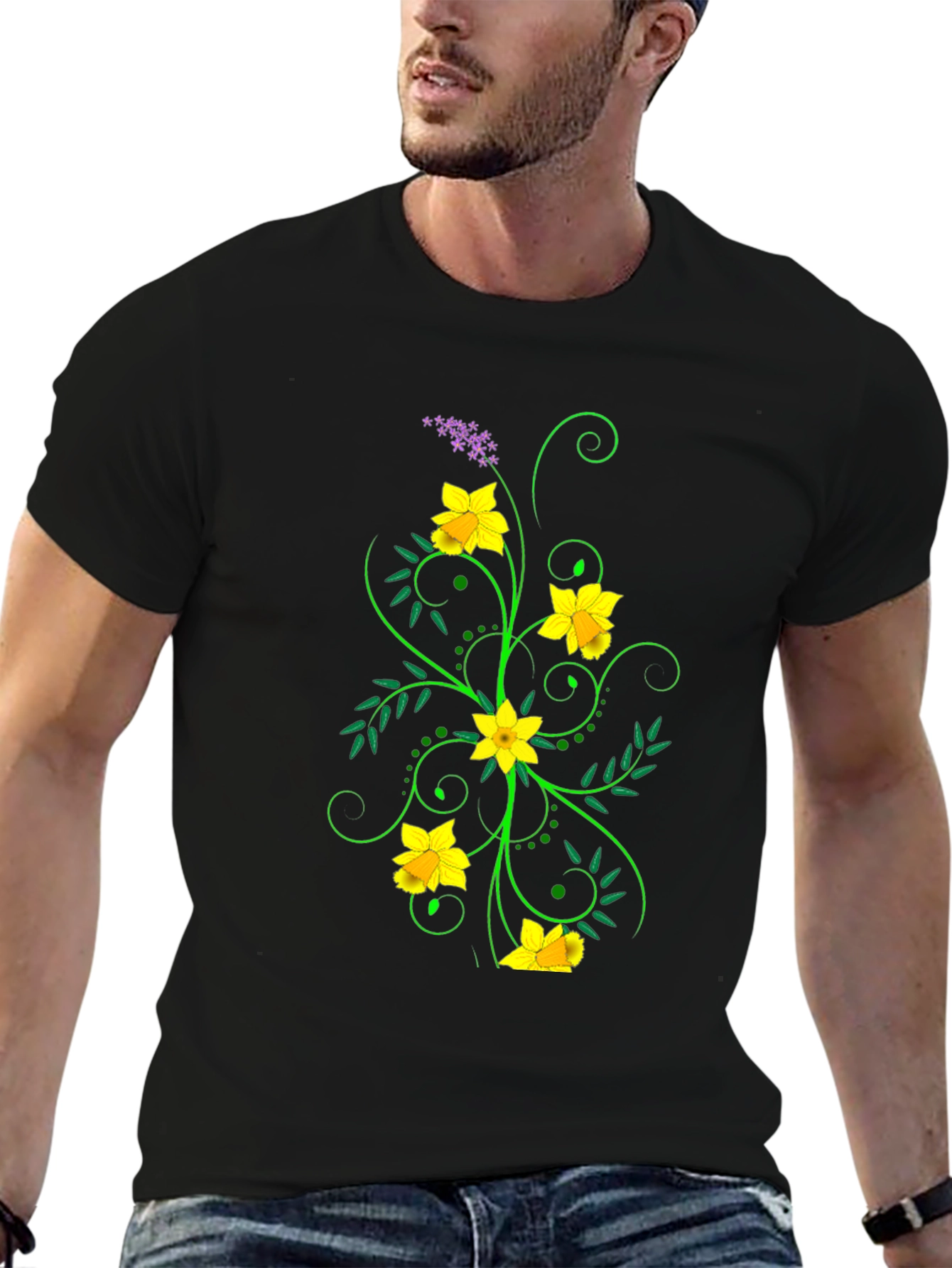Floral Graphic Black Tee
