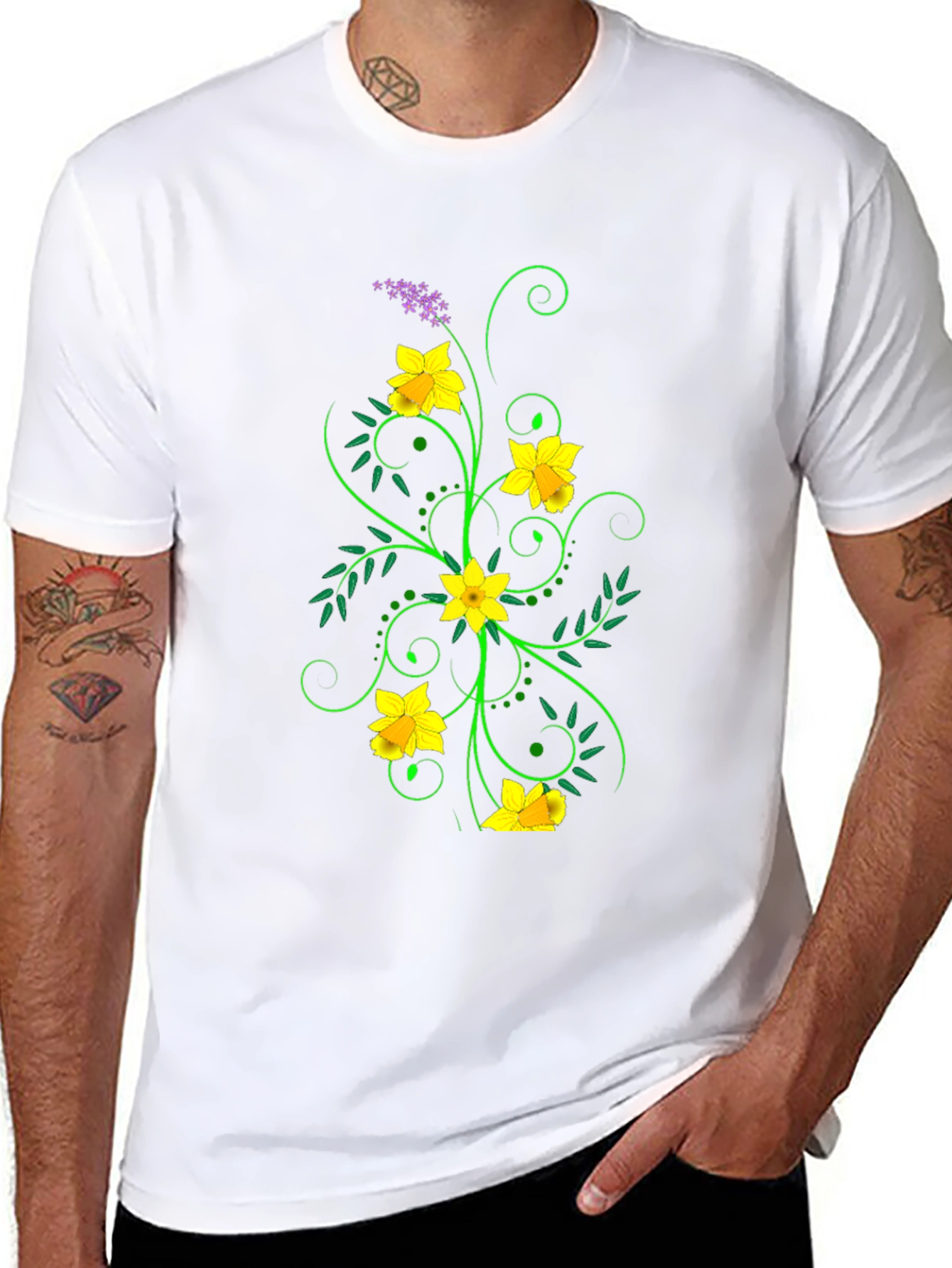Floral Graphic Black Tee
