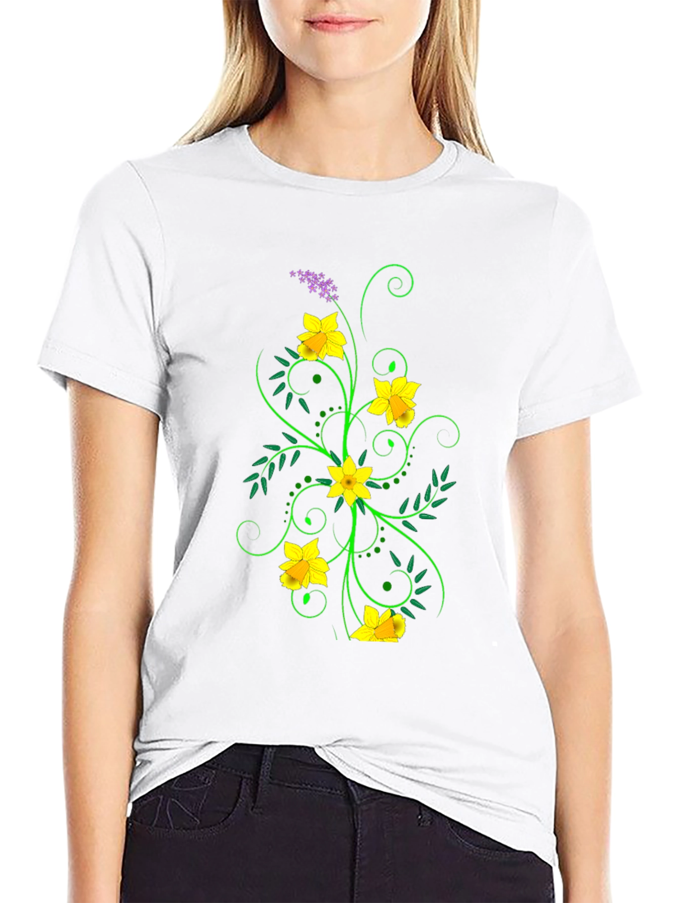 Floral Graphic Black Tee