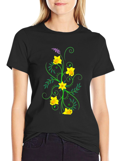 Floral Graphic Black Tee