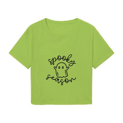Spooky Season Simple Ghost Halloween Cropped Tee