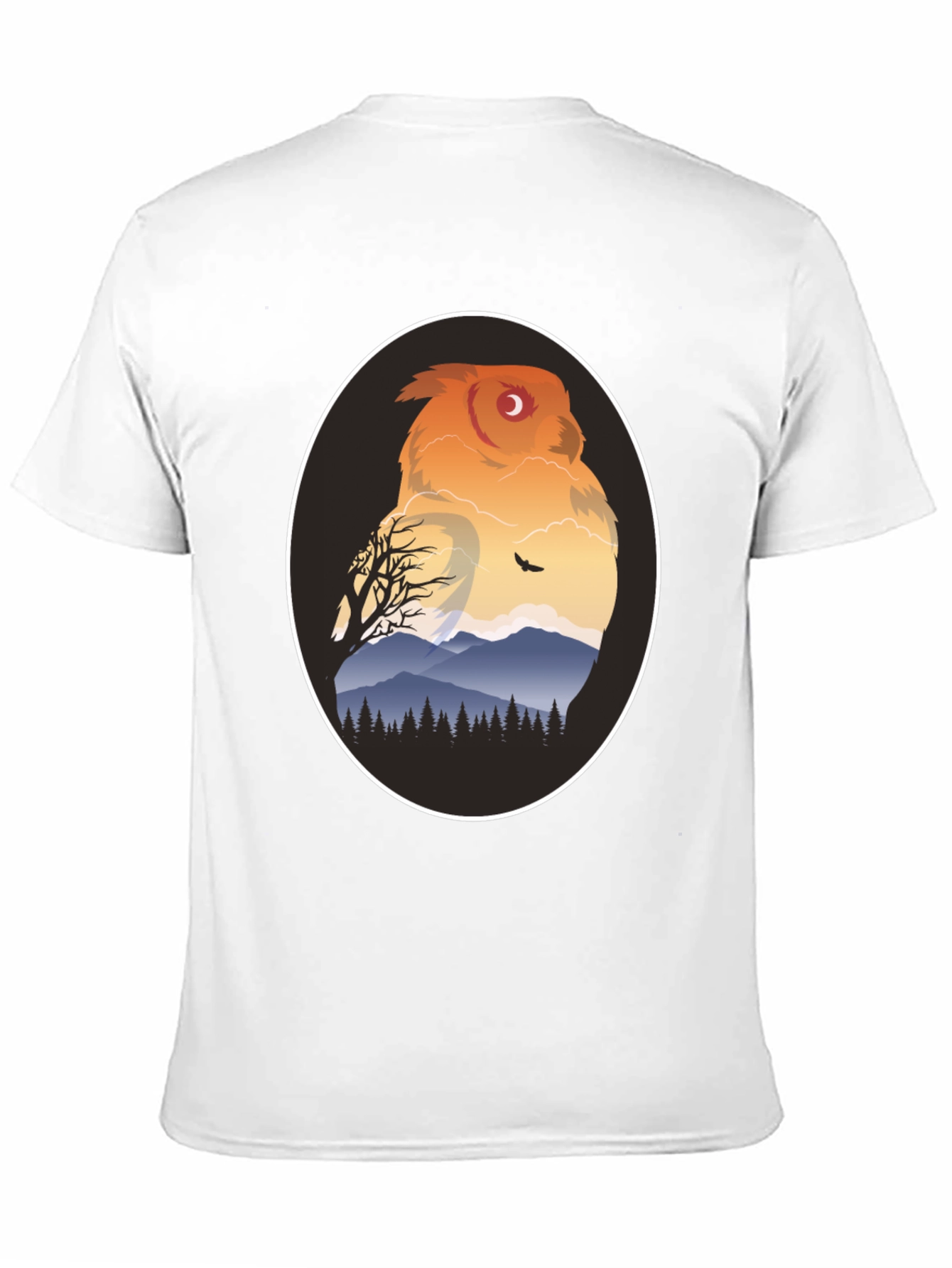 Owl Mountain Graphic Tee - Nature Inspired Black T-Shirt