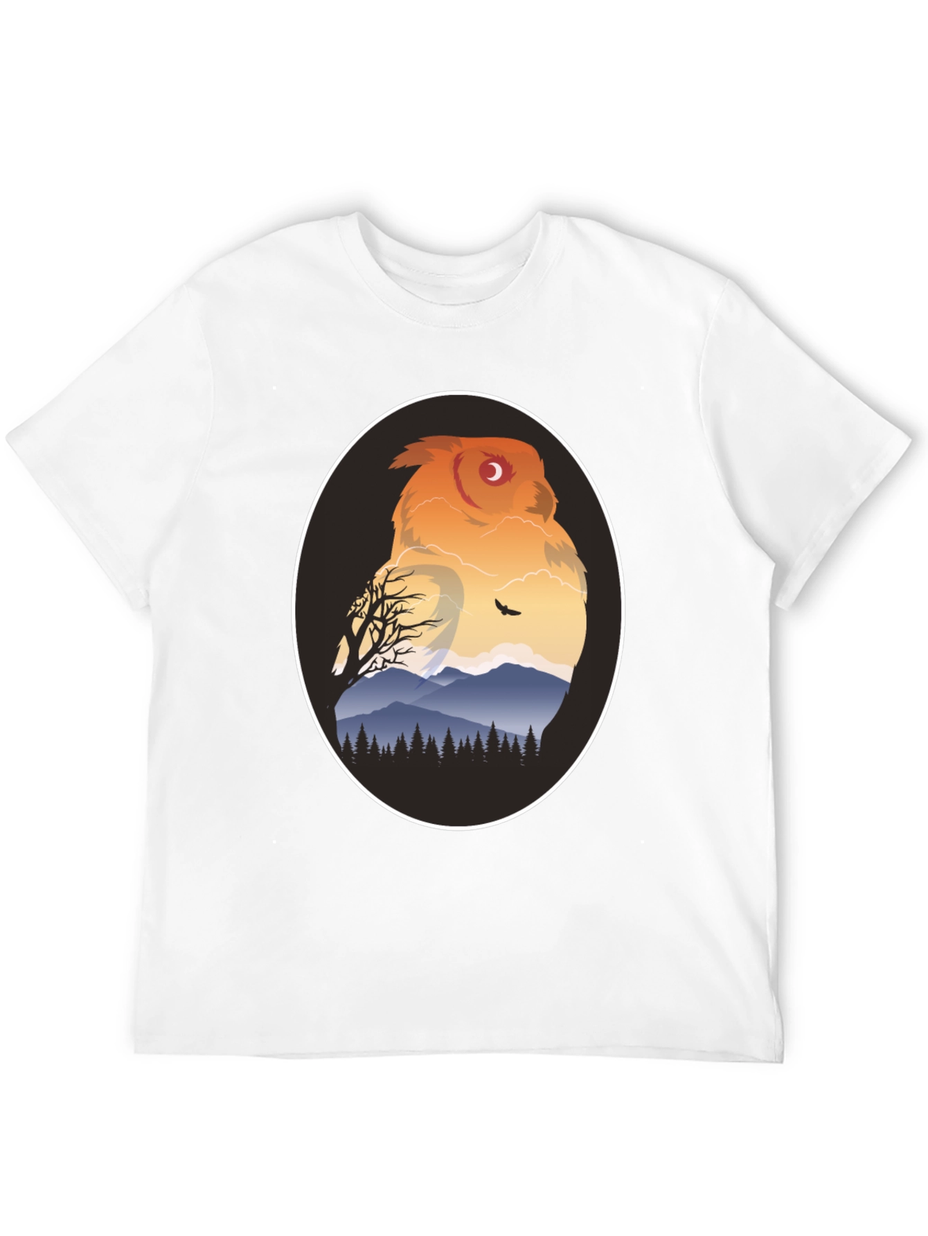 Owl Mountain Graphic Tee - Nature Inspired Black T-Shirt