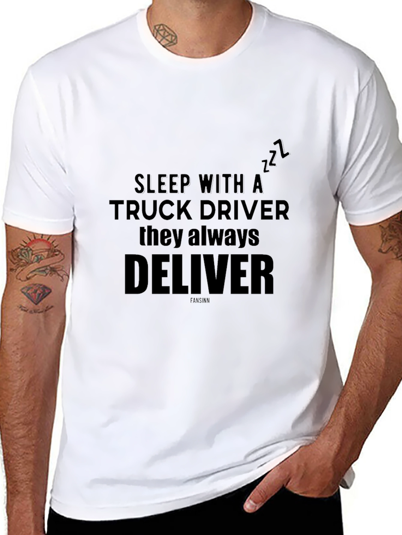 Sleep With A Truck Driver Black T-Shirt