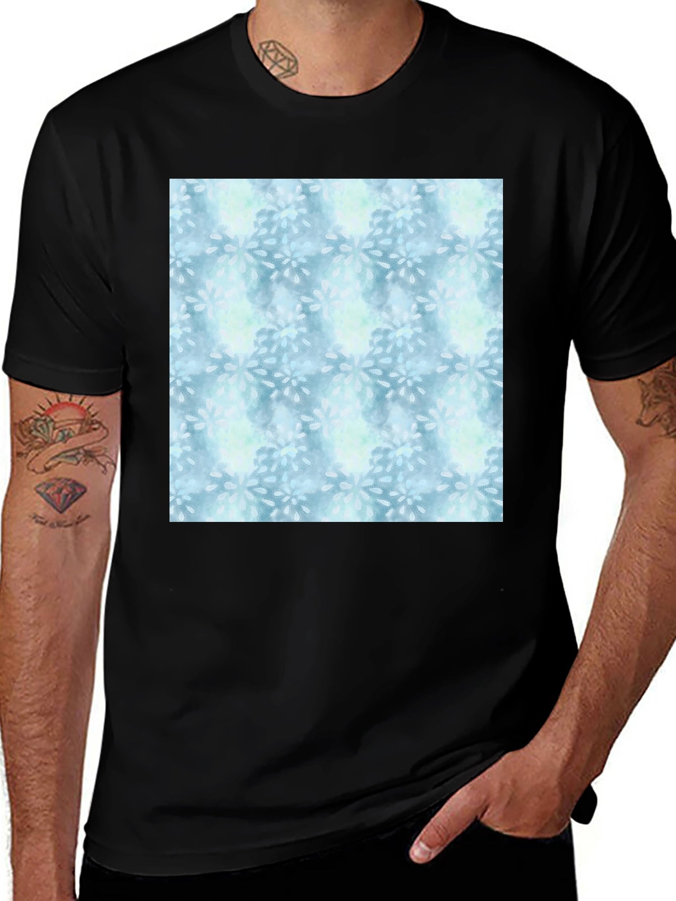 Blue Floral Pattern Tee