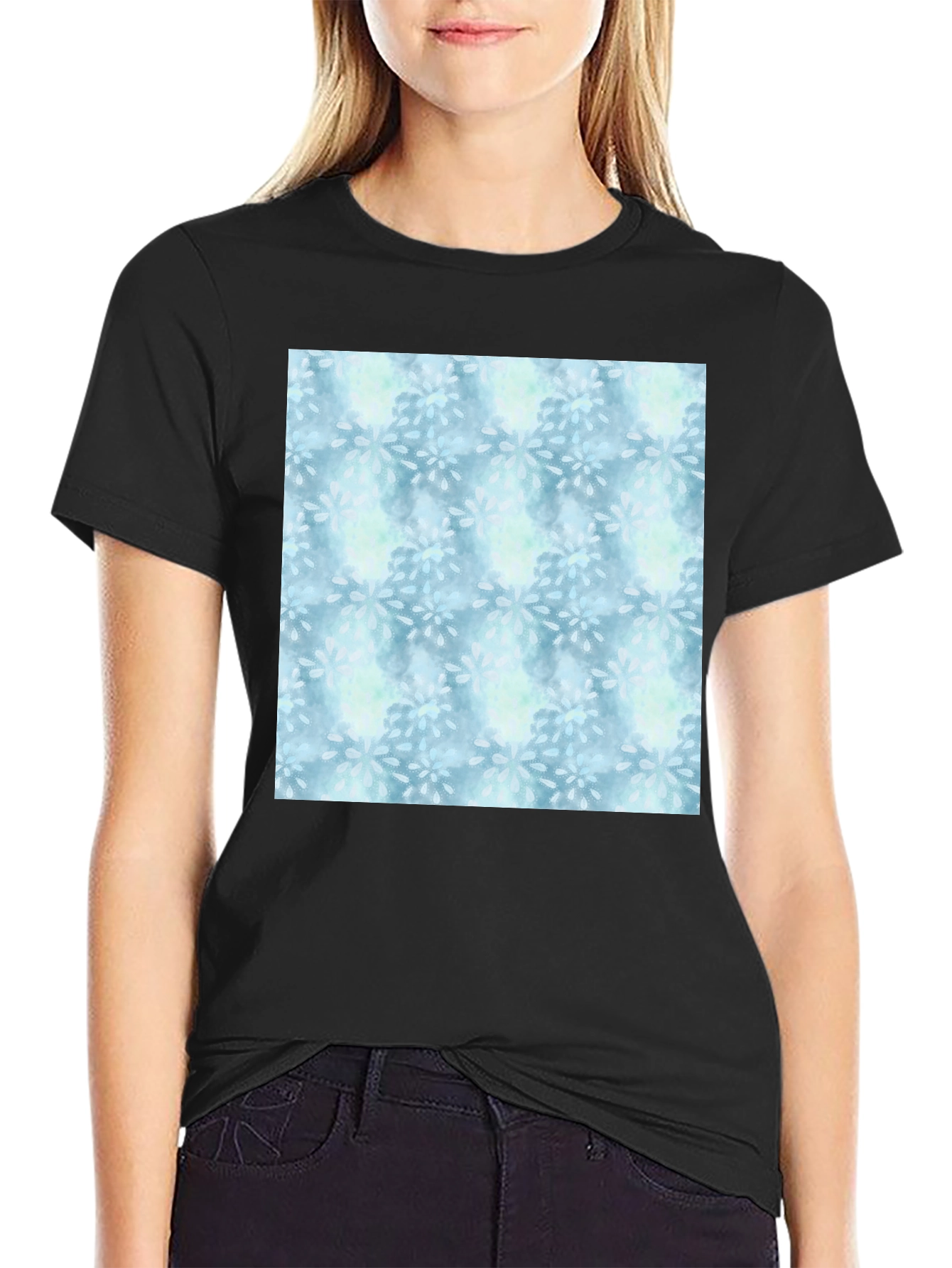 Blue Floral Pattern Tee