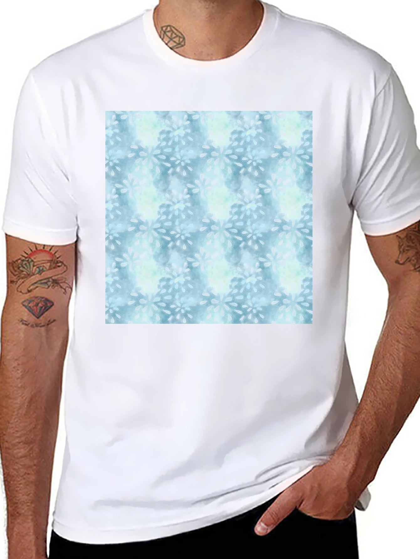 Blue Floral Pattern Tee