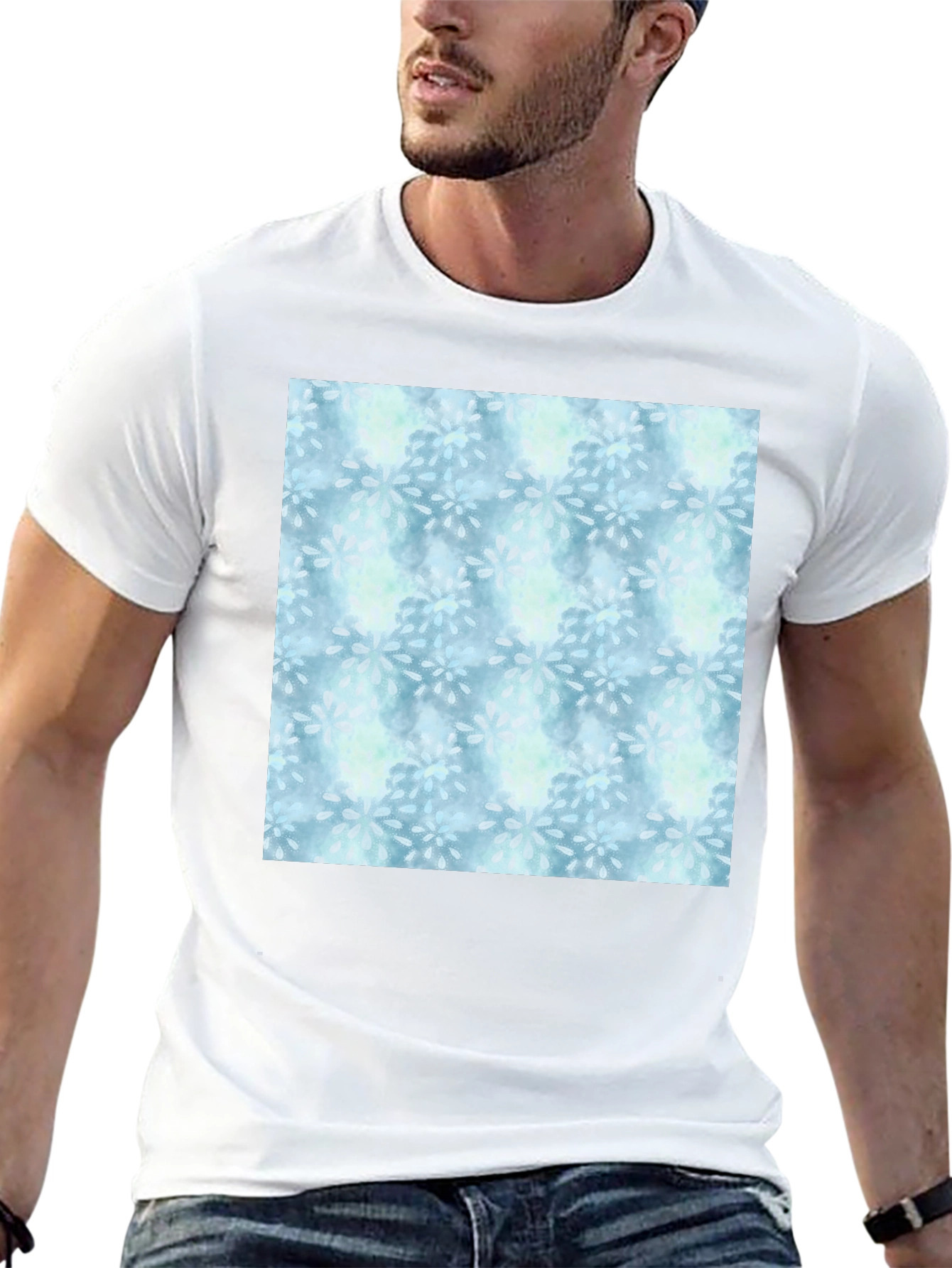 Blue Floral Pattern Tee