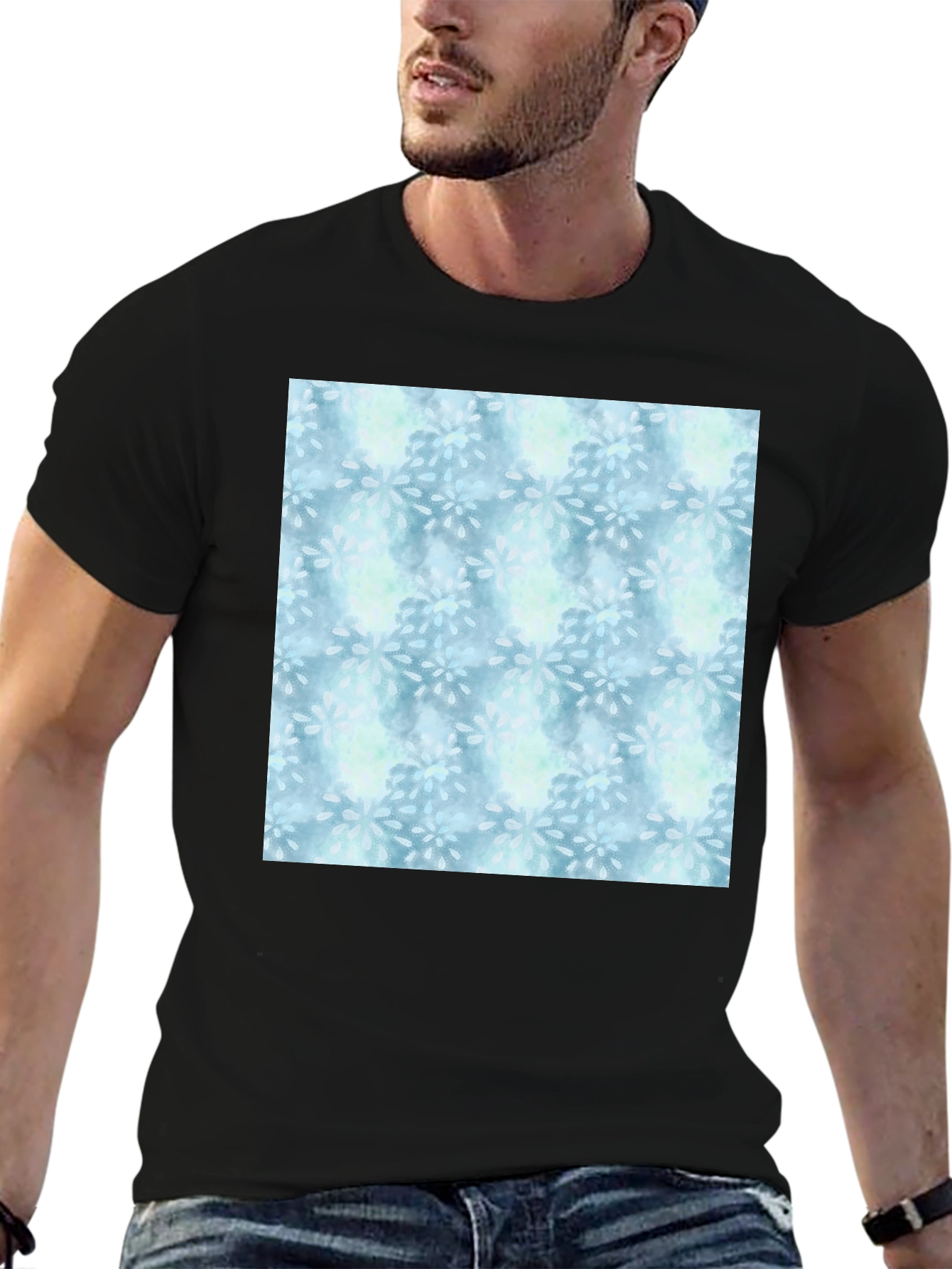 Blue Floral Pattern Tee