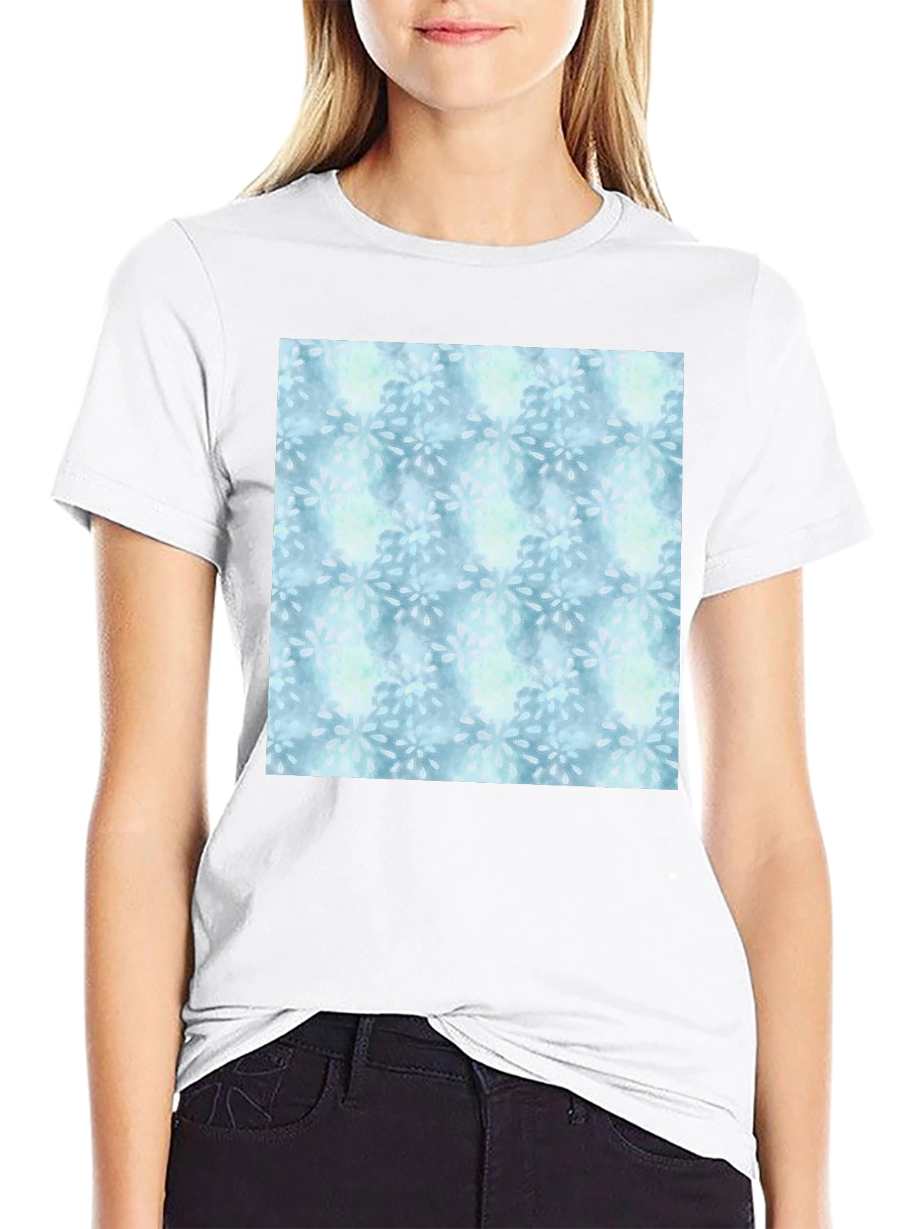 Blue Floral Pattern Tee