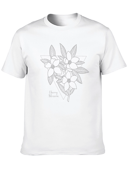 Mens Black Floral Blossom Graphic Tee