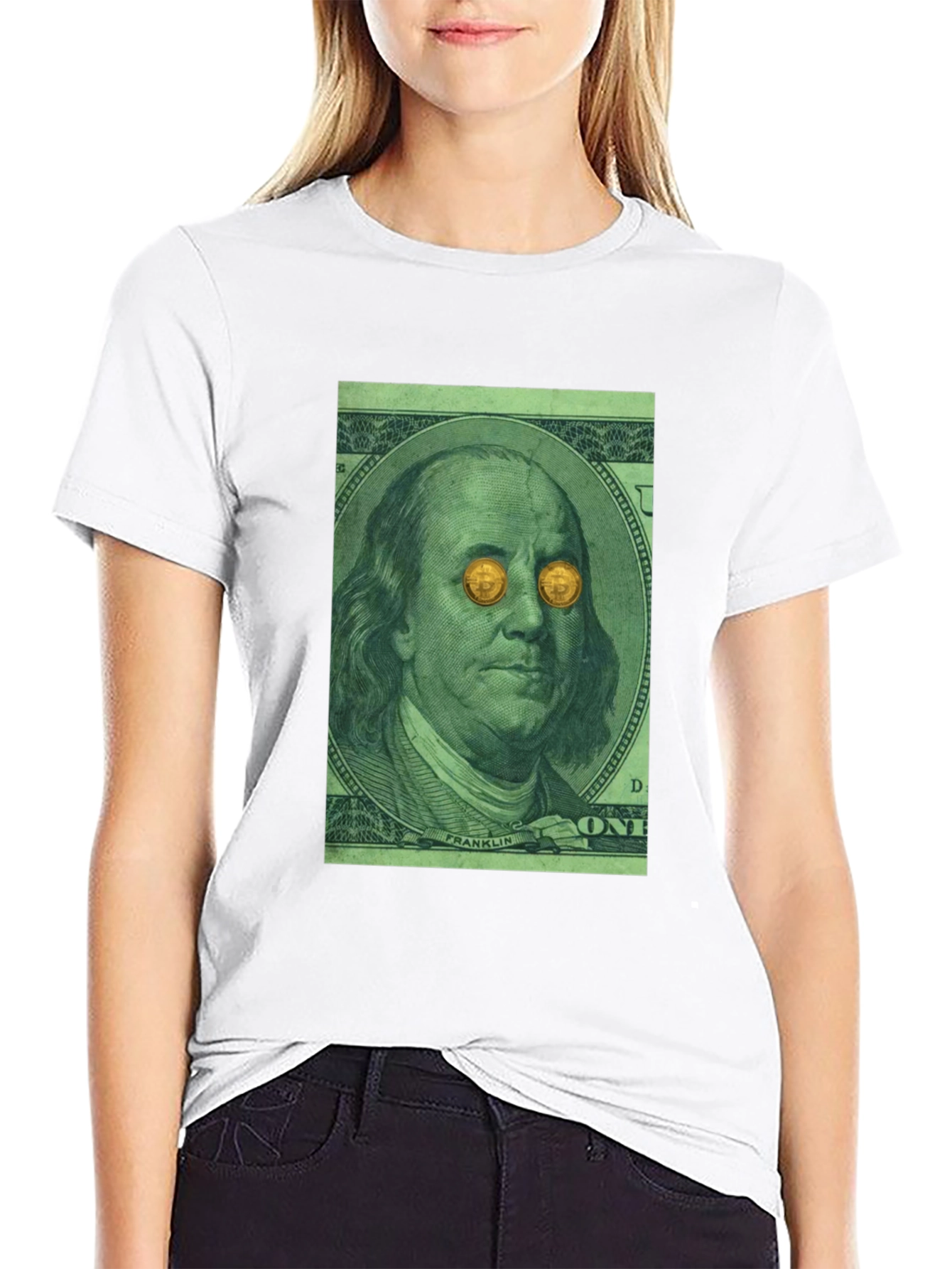 Bitcoin Eyes Benjamin Franklin Graphic Tee