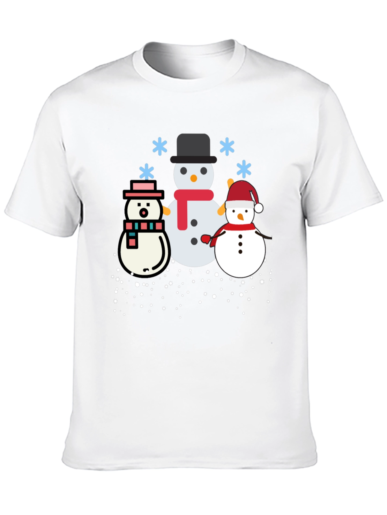 Festive Snowmen Graphic Tee - Black Holiday Shirt