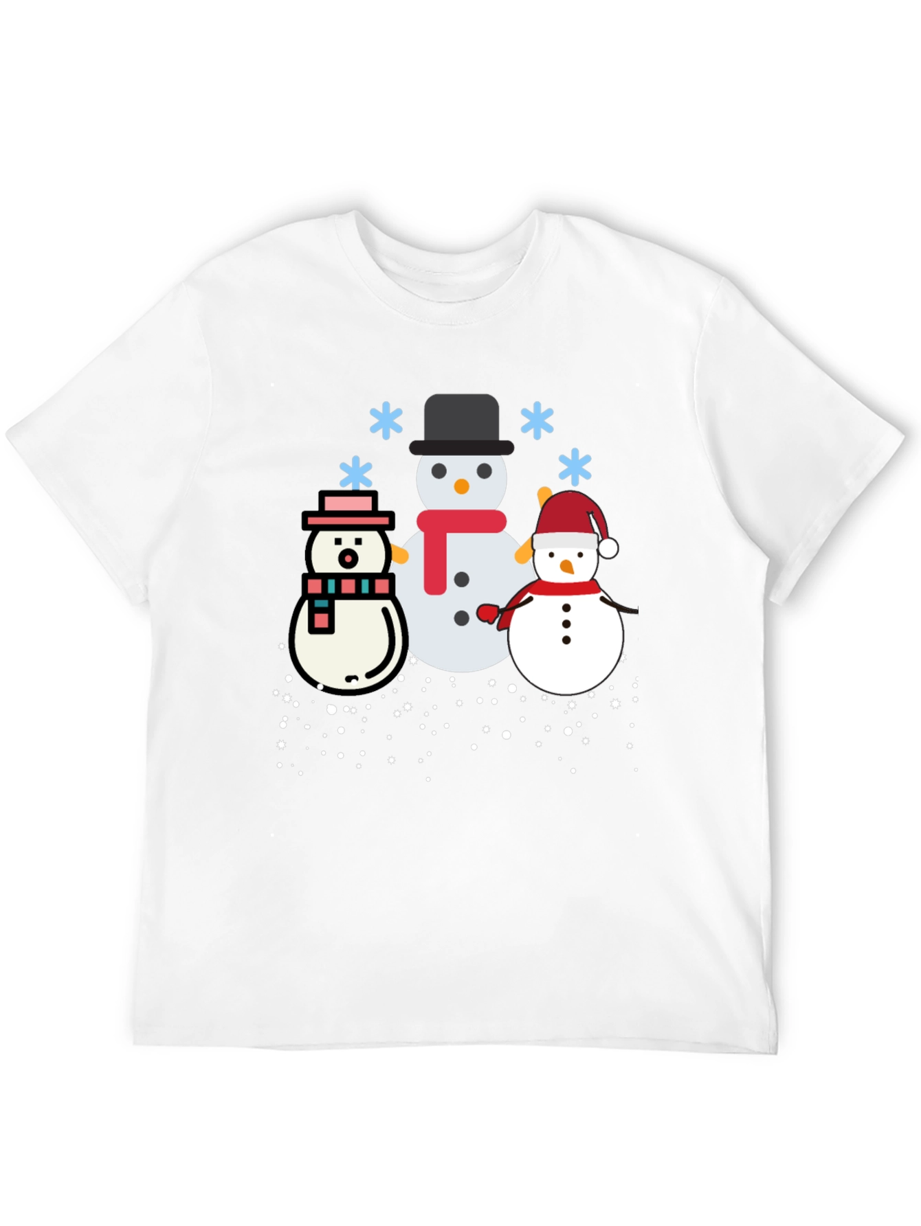 Festive Snowmen Graphic Tee - Black Holiday Shirt