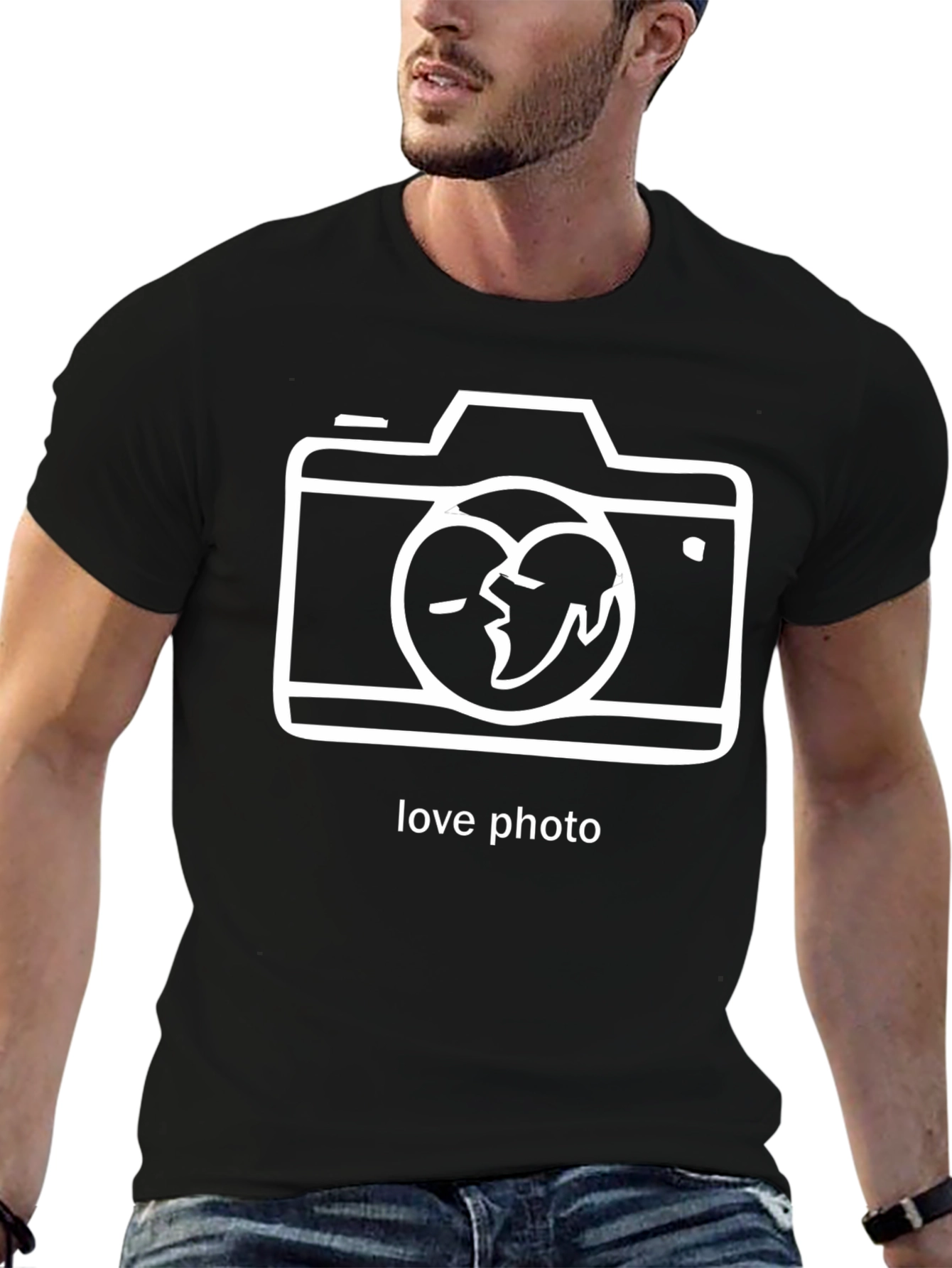 Love Photo Graphic T-Shirt - Black
