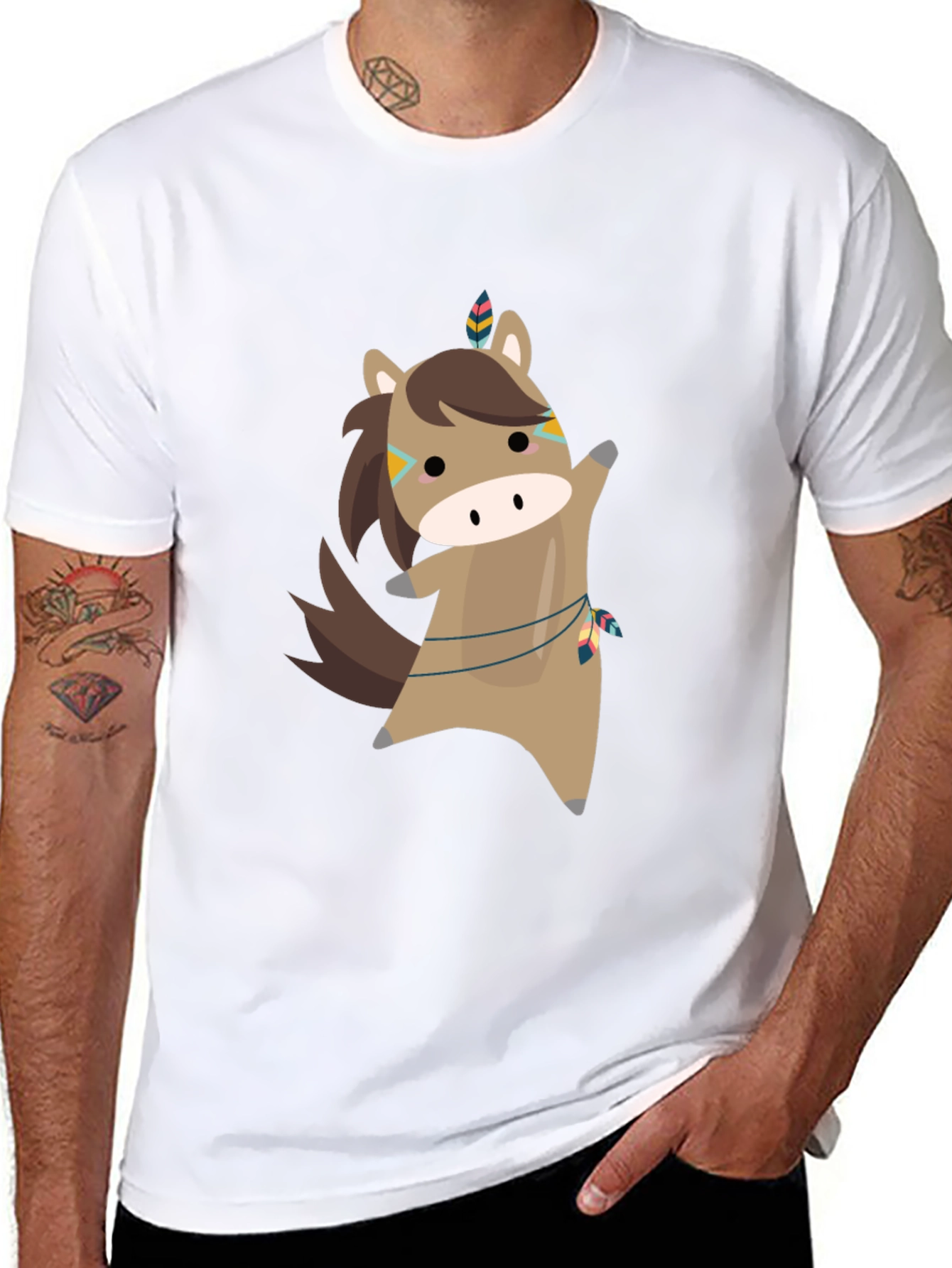 Cartoon Horse T-Shirt - Black Tee