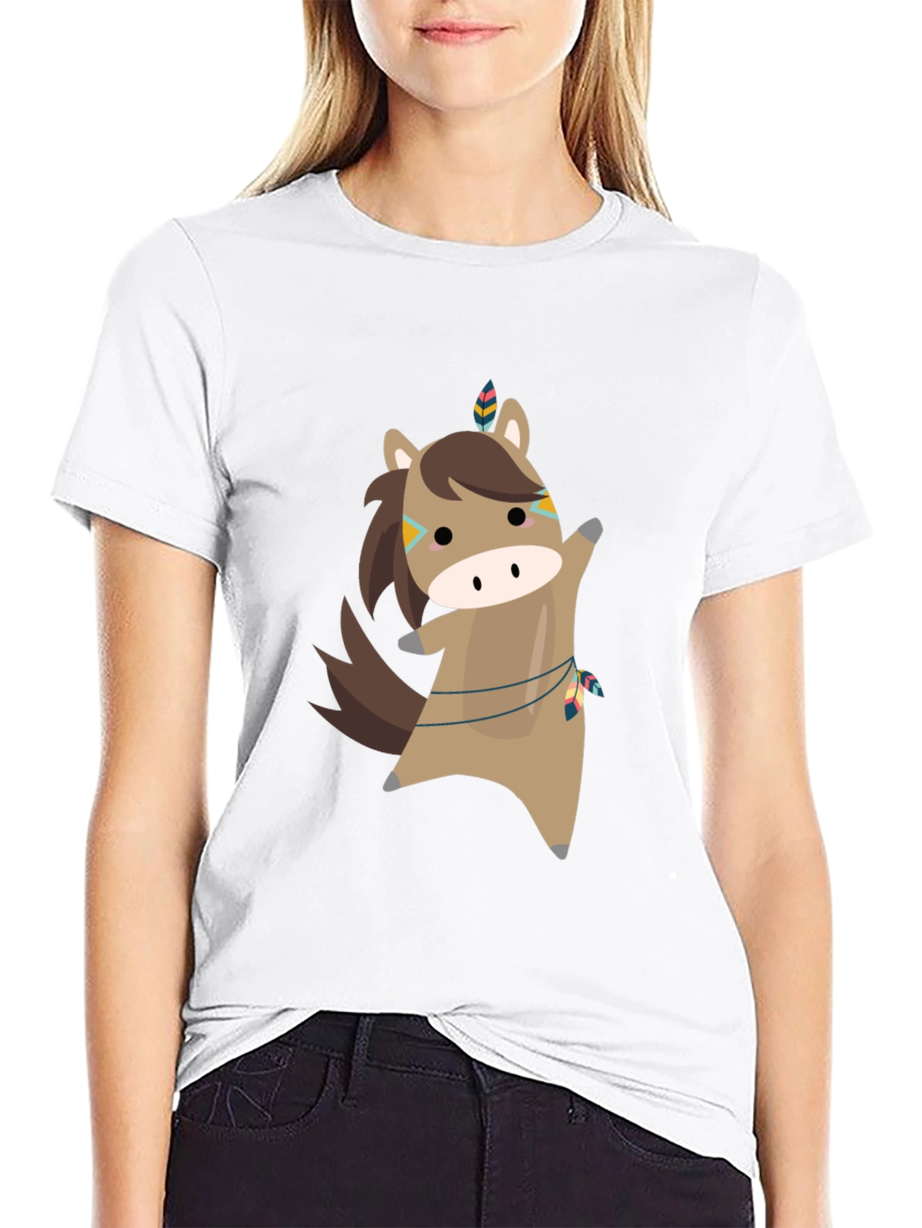 Cartoon Horse T-Shirt - Black Tee