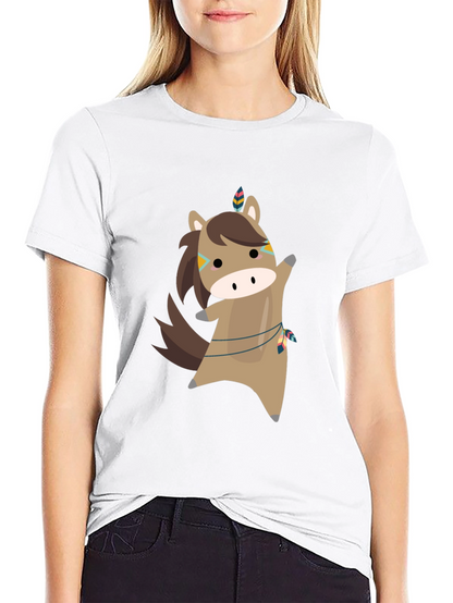 Cartoon Horse T-Shirt - Black Tee