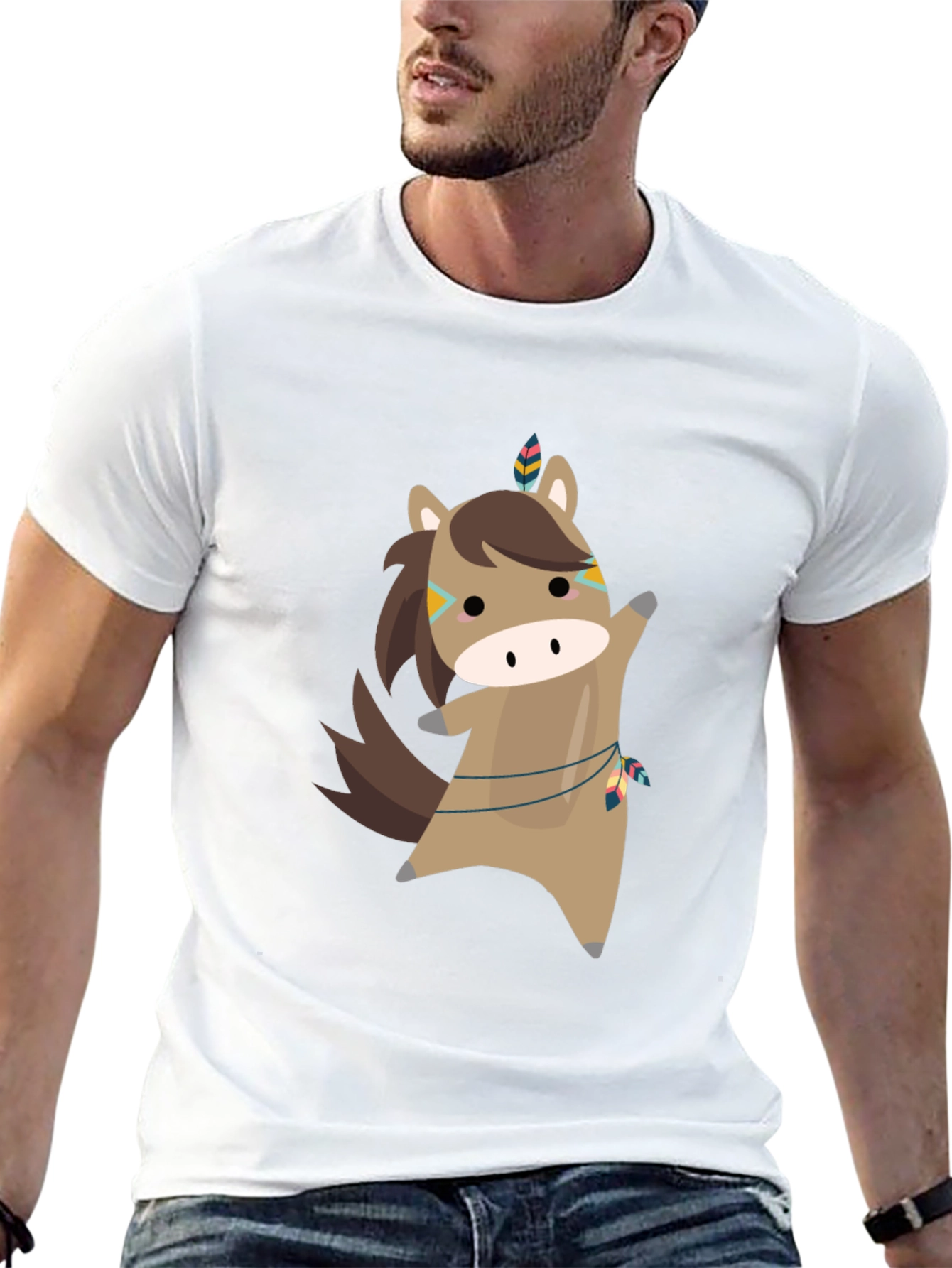 Cartoon Horse T-Shirt - Black Tee