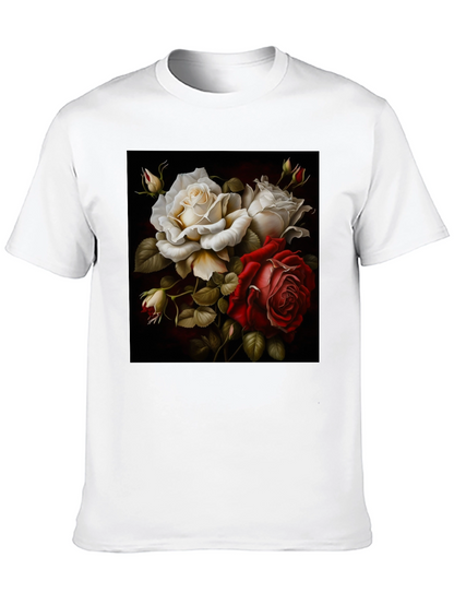 Floral Rose Graphic Black T-Shirt