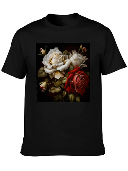 Floral Rose Graphic Black T-Shirt
