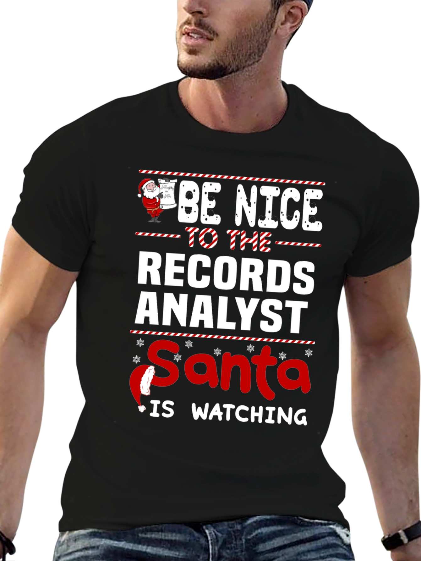 Records Analyst Santa Watching T-Shirt