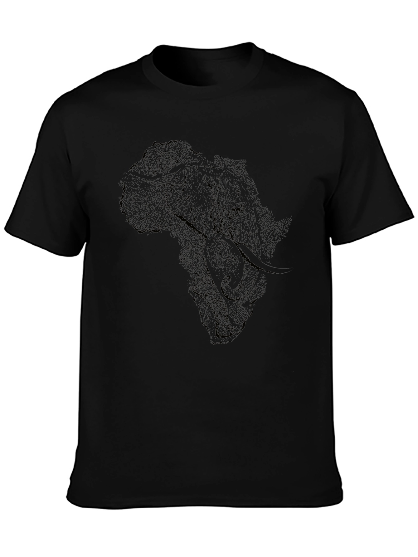 Elephant Africa Map Graphic Tee - Black