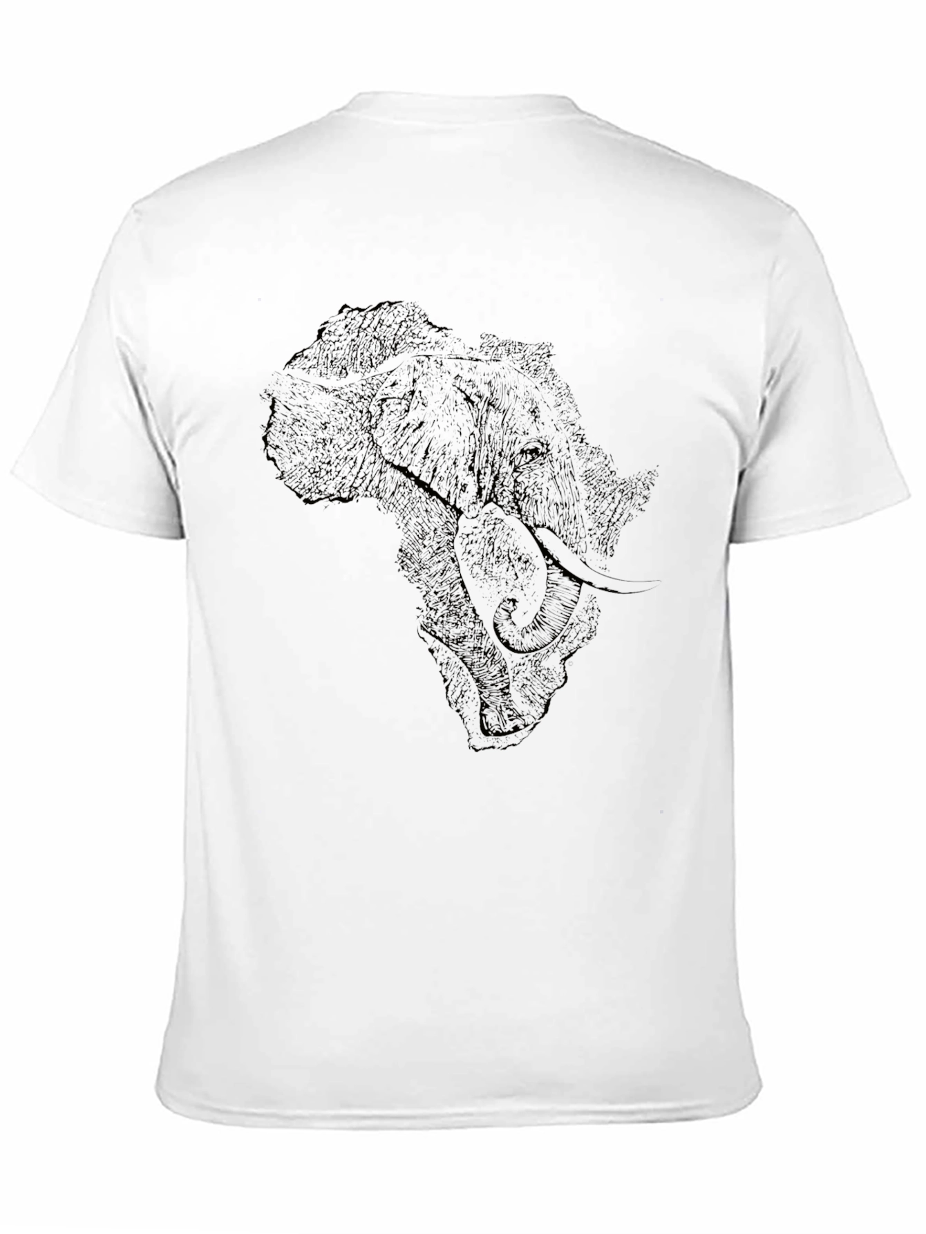 Elephant Africa Map Graphic Tee - Black