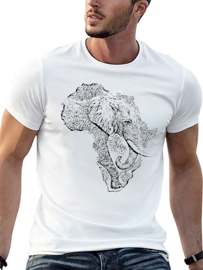Elephant Africa Map Graphic Tee - Black