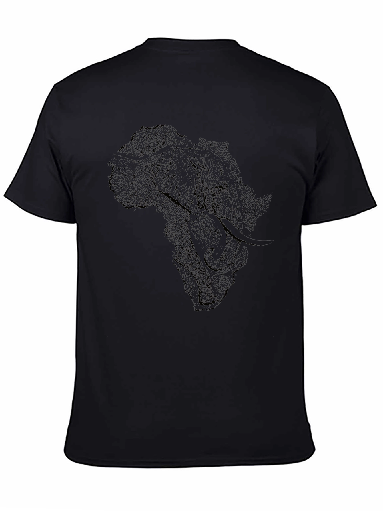 Elephant Africa Map Graphic Tee - Black