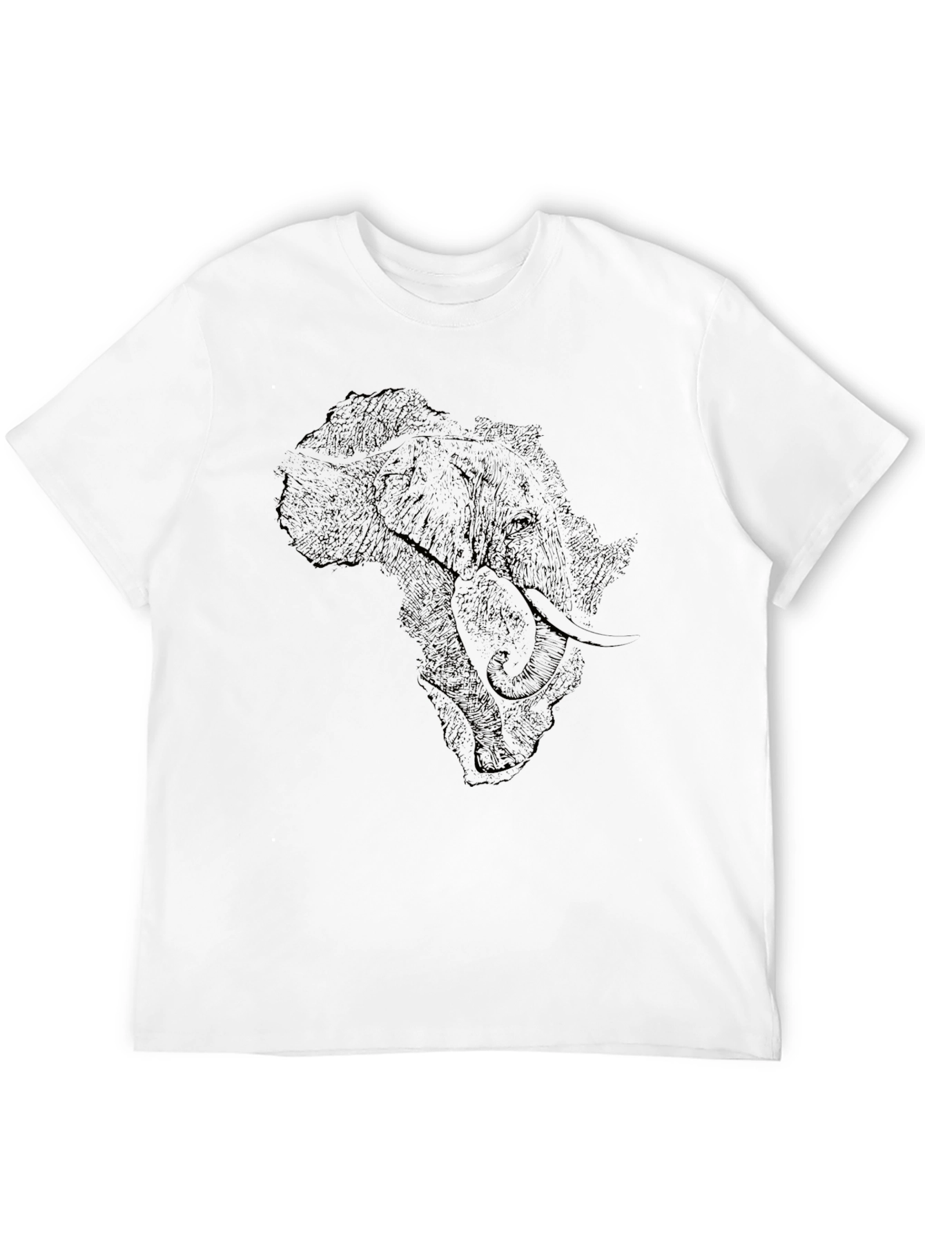 Elephant Africa Map Graphic Tee - Black