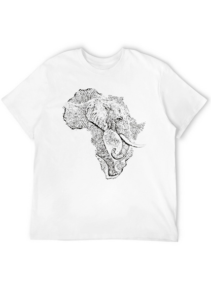 Elephant Africa Map Graphic Tee - Black