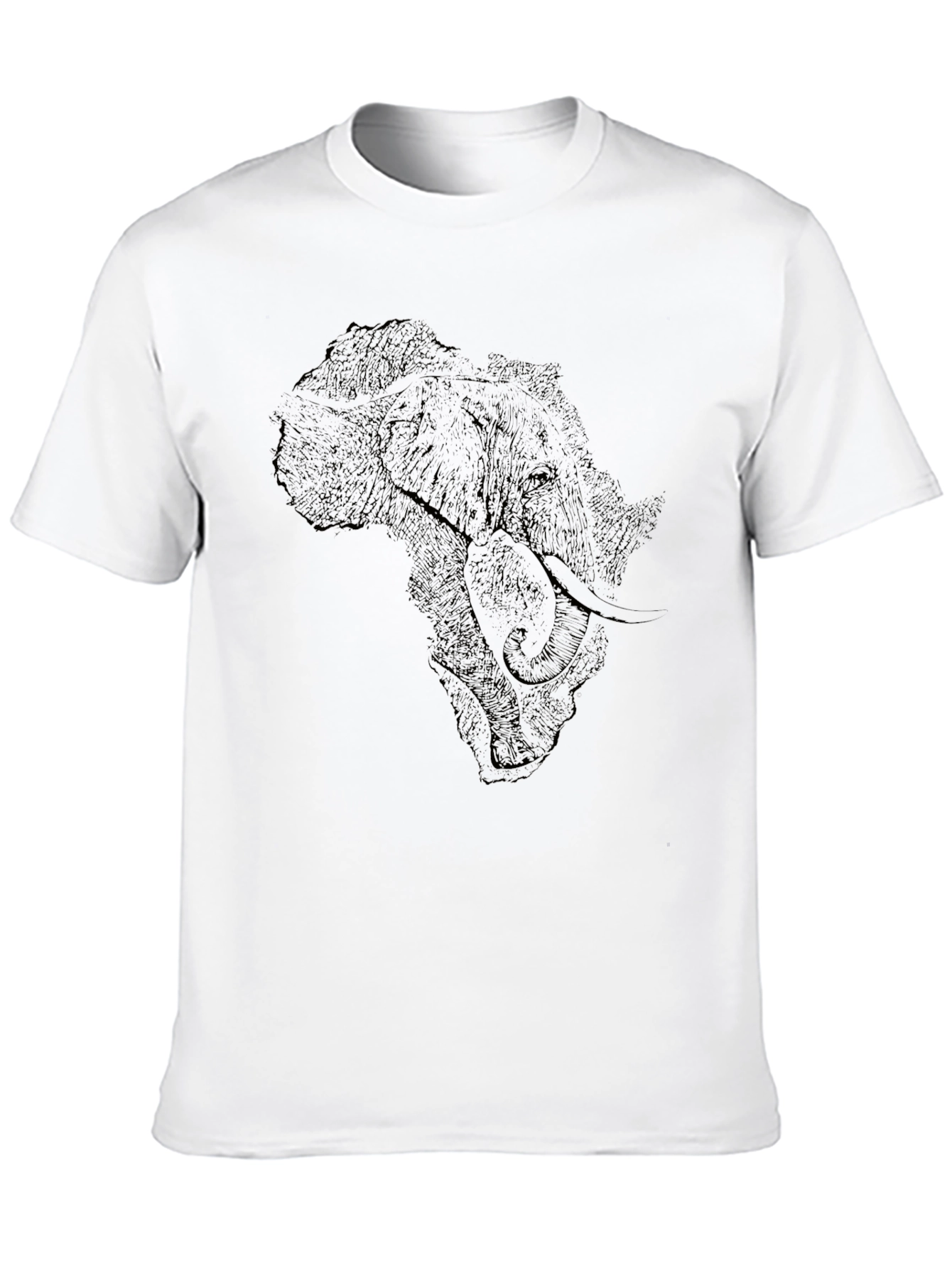 Elephant Africa Map Graphic Tee - Black