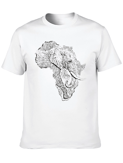 Elephant Africa Map Graphic Tee - Black