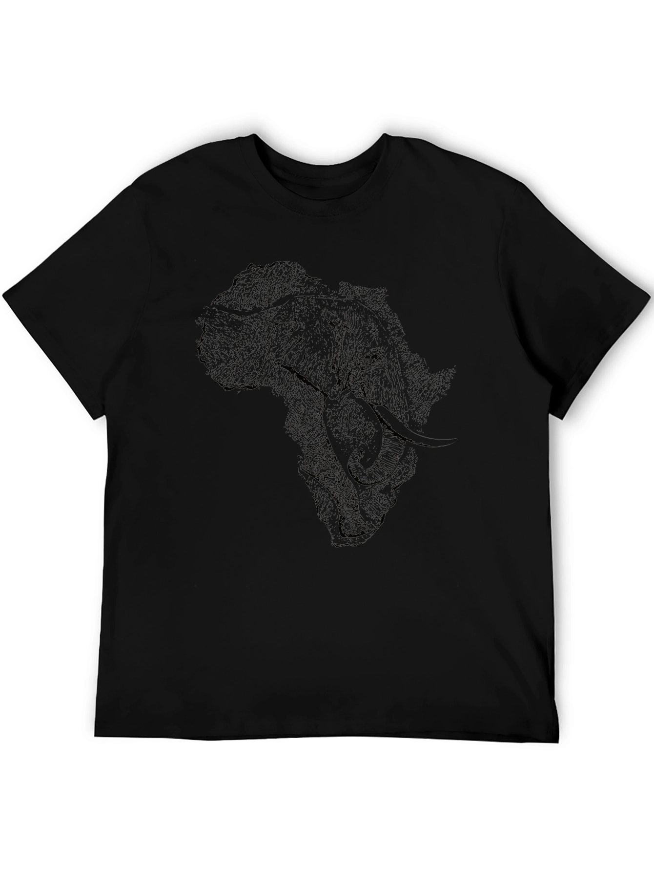 Elephant Africa Map Graphic Tee - Black