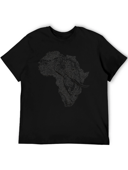 Elephant Africa Map Graphic Tee - Black